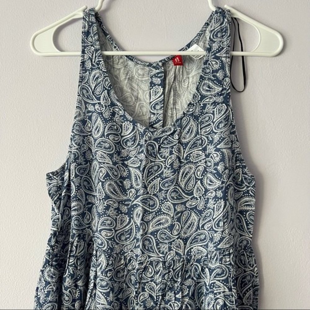 🍉 H&M Paisley Print Boho Sleeveless Button Down Back Flare Dress - Picture 3 of 8
